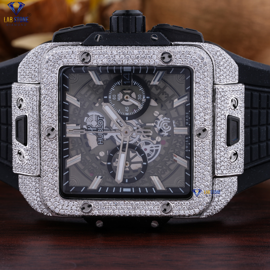 6.14 CT TDW Round Cut Diamond men's Watch