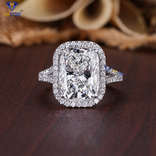 6.772 TDW Cushion & Round Cut Diamond Women's Halo Ring