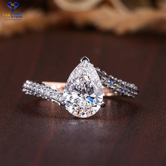 2.12 TDW Pear & Round Cut Diamond Women’s Engagement Ring