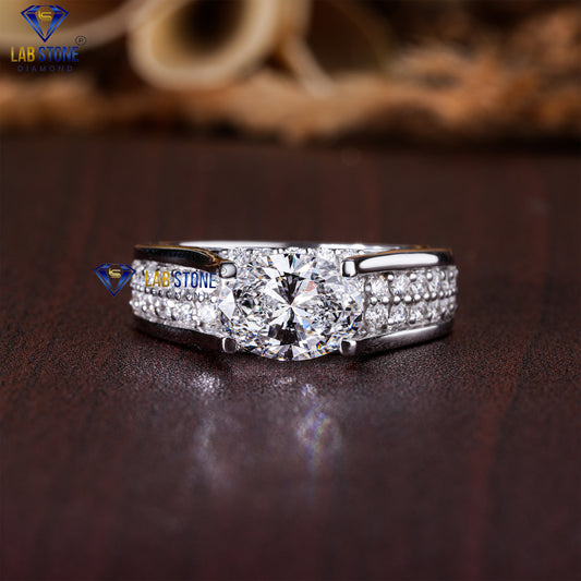 1.85 TDW Oval & Round Cut Women’s Diamond Engagement Ring