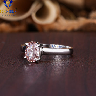 1.01 TDW Fancy Pink Oval Cut Diamond Women's Solitaire Ring