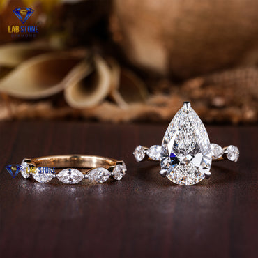 8.89 TDW Pear, Marquise & Round Cut Diamond Women’s Ring with Band