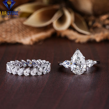 4.86 TDW Pear Cut Diamond Women's Ring with Band