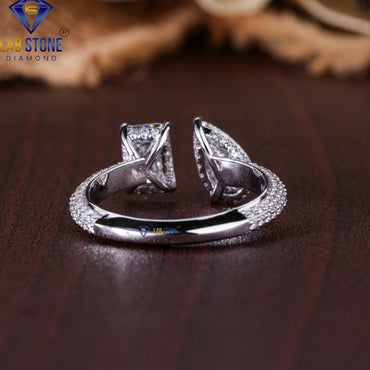 3.71 TDW Emerald, Pear & Round Cut Diamond Women's Engagement Ring