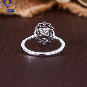 1.21 TDW Fancy Pink Oval & Round Cut Diamond Women's Halo Ring