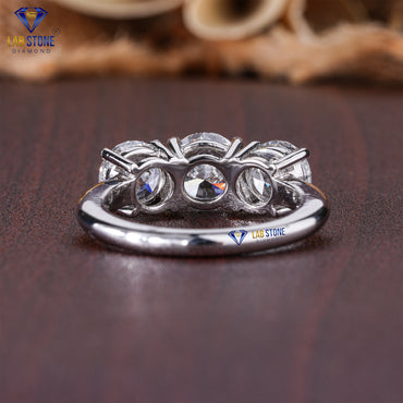 3.66 TDW Round Cut Diamond Women's Three Stone Ring
