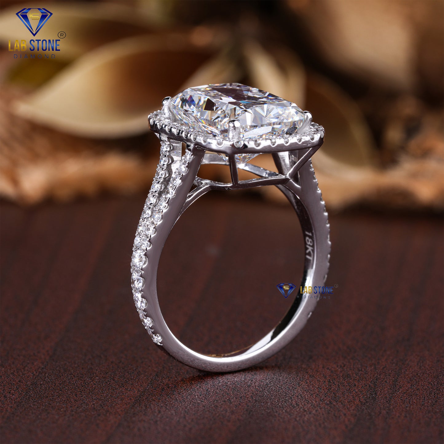 6.772 TDW Cushion & Round Cut Diamond Women's Halo Ring
