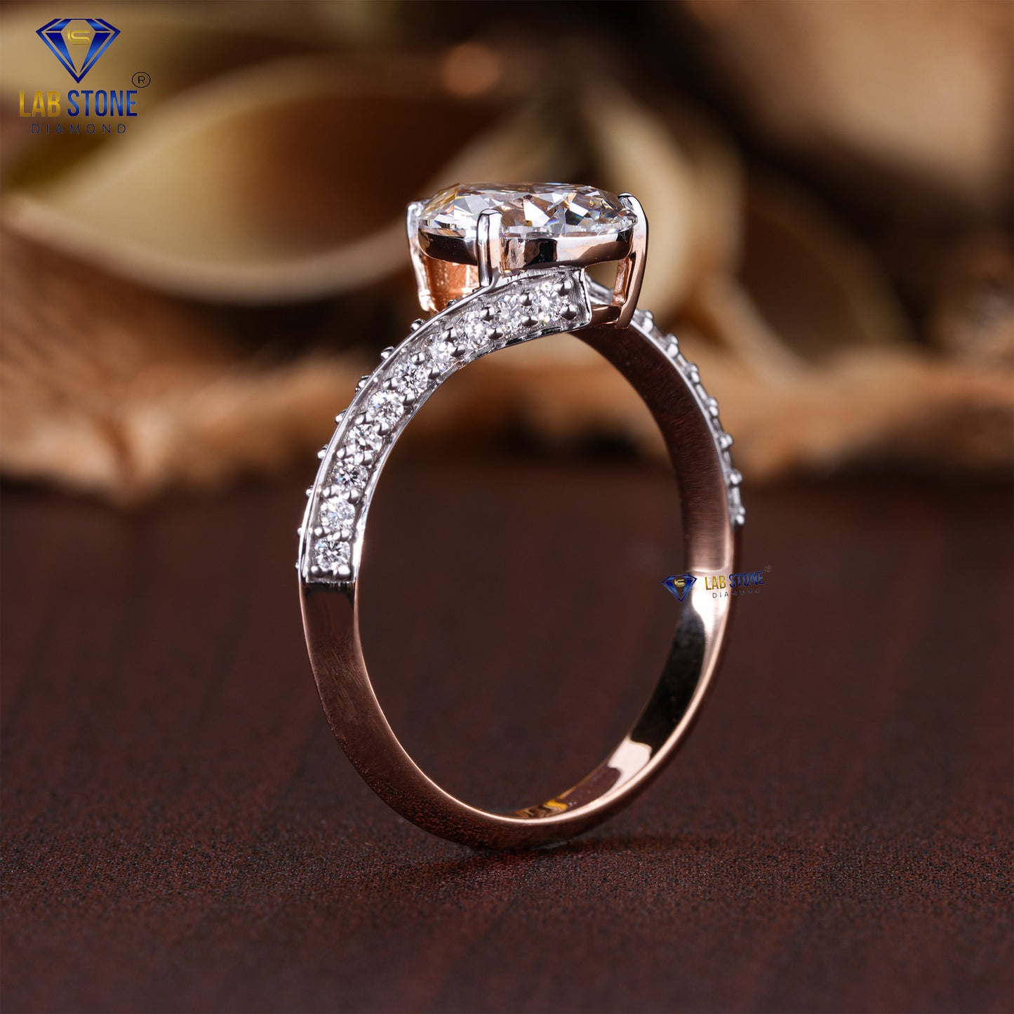 2.12 TDW Pear & Round Cut Diamond Women’s Engagement Ring