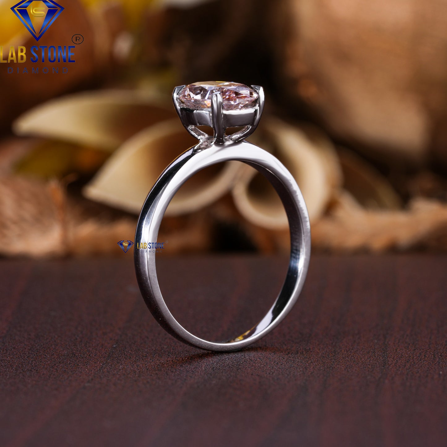 1.51 TDW Fancy Pink Oval Cut Diamond Women's Solitaire Ring