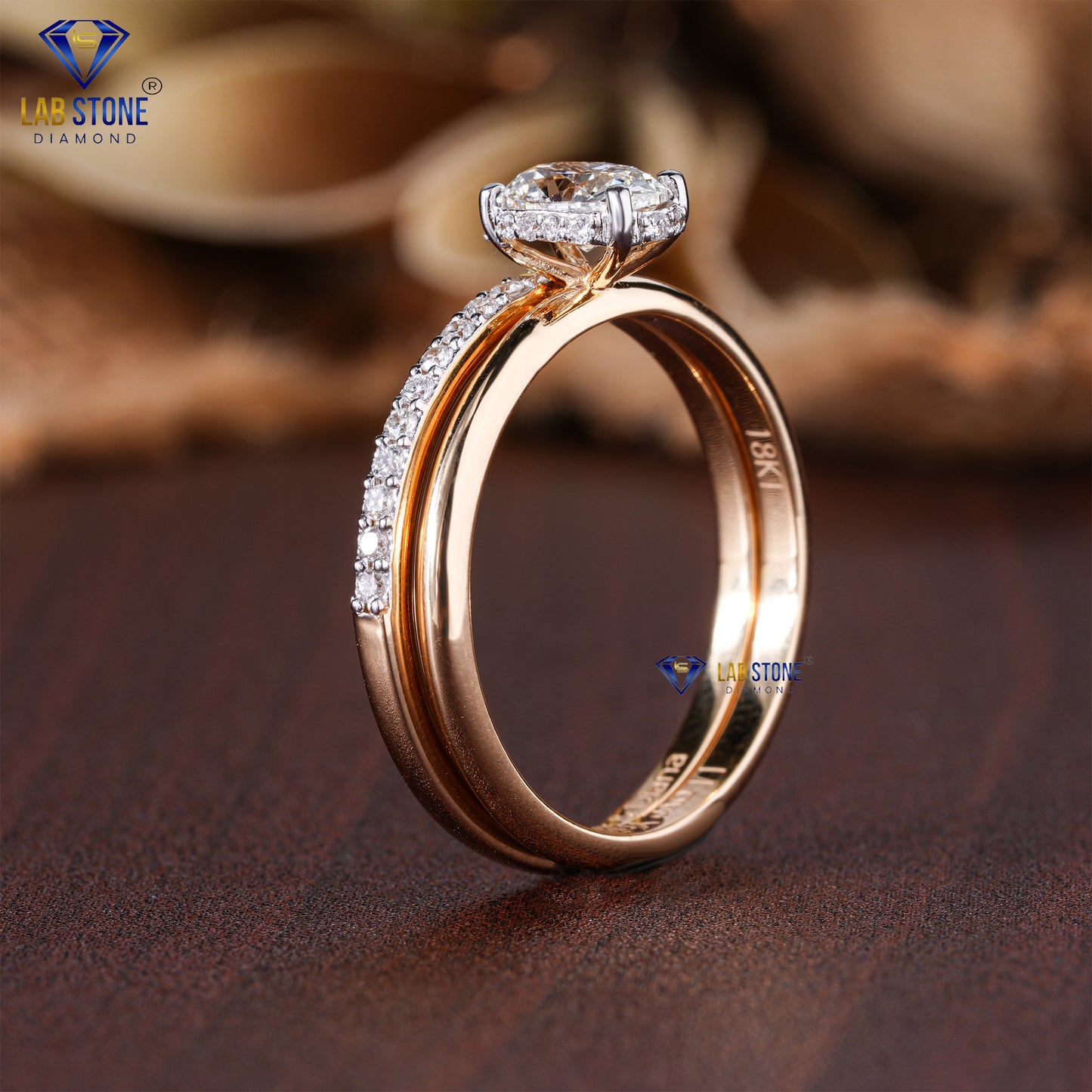 0.69 TDW Oval & Round Cut Women's Diamond Ring with Band