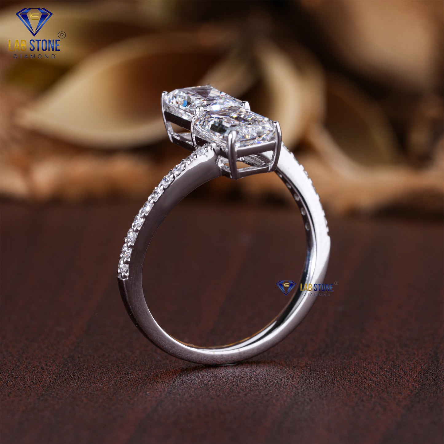 2.104 TDW Emerald, Radiant & Round Cut Diamond Women's Engagement Ring