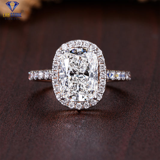3.93 TDW Cushion & Round Cut Diamond Women’s Halo Ring