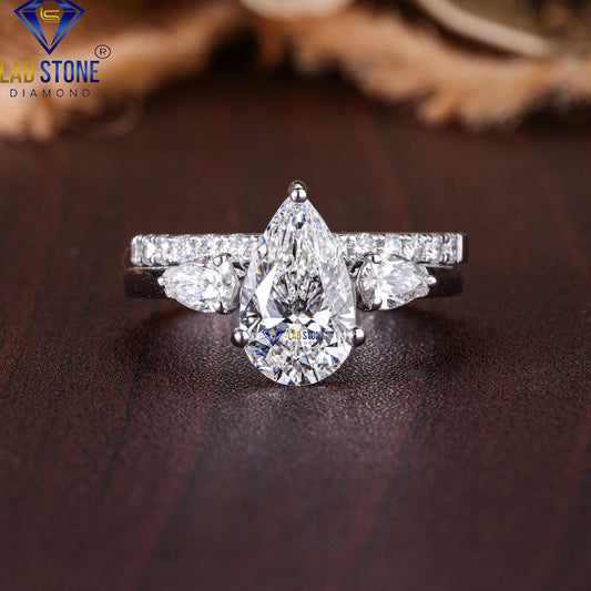 2.49 TDW Pear & Round Cut Diamond Women's Ring with Band