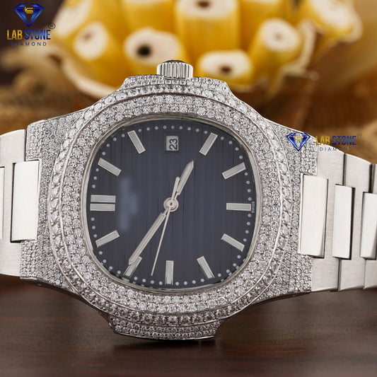 4.11 CT TDW Round Cut Diamond men's Watch