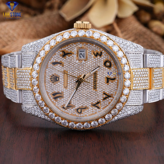 21.51 CT TDW Round Cut Moissanite Diamond men Watch