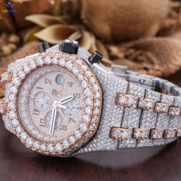 21.82 CT TDW Round Cut Moissanite Diamond men's Watch