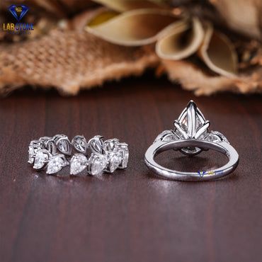 1.88 TDW Emerald & Round Cut Diamond Women's Ring with Band