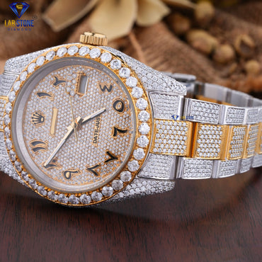 21.51 CT TDW Round Cut Moissanite Diamond men Watch