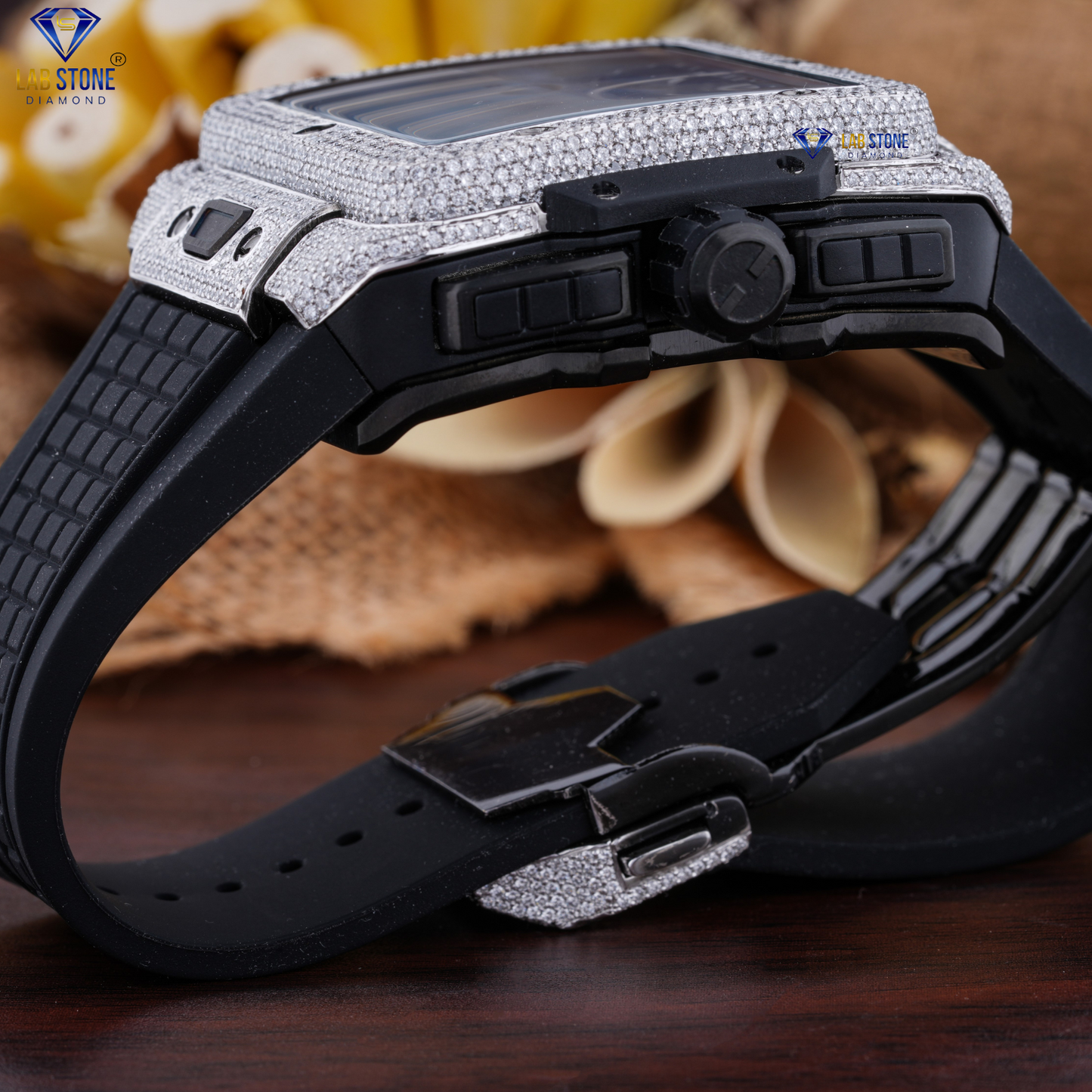 6.14 CT TDW Round Cut Diamond men's Watch