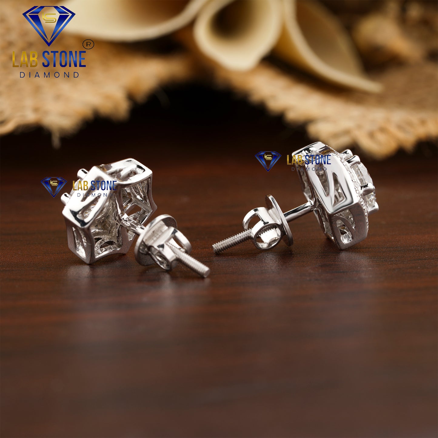 1.57 TDW Round Cut Diamond Stud Earrings