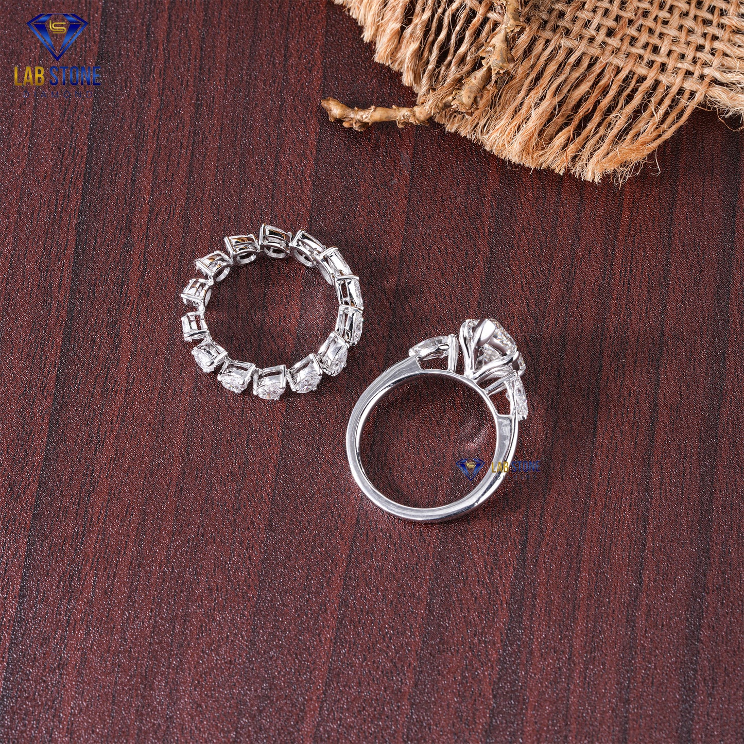 1.88 TDW Emerald & Round Cut Diamond Women's Ring with Band