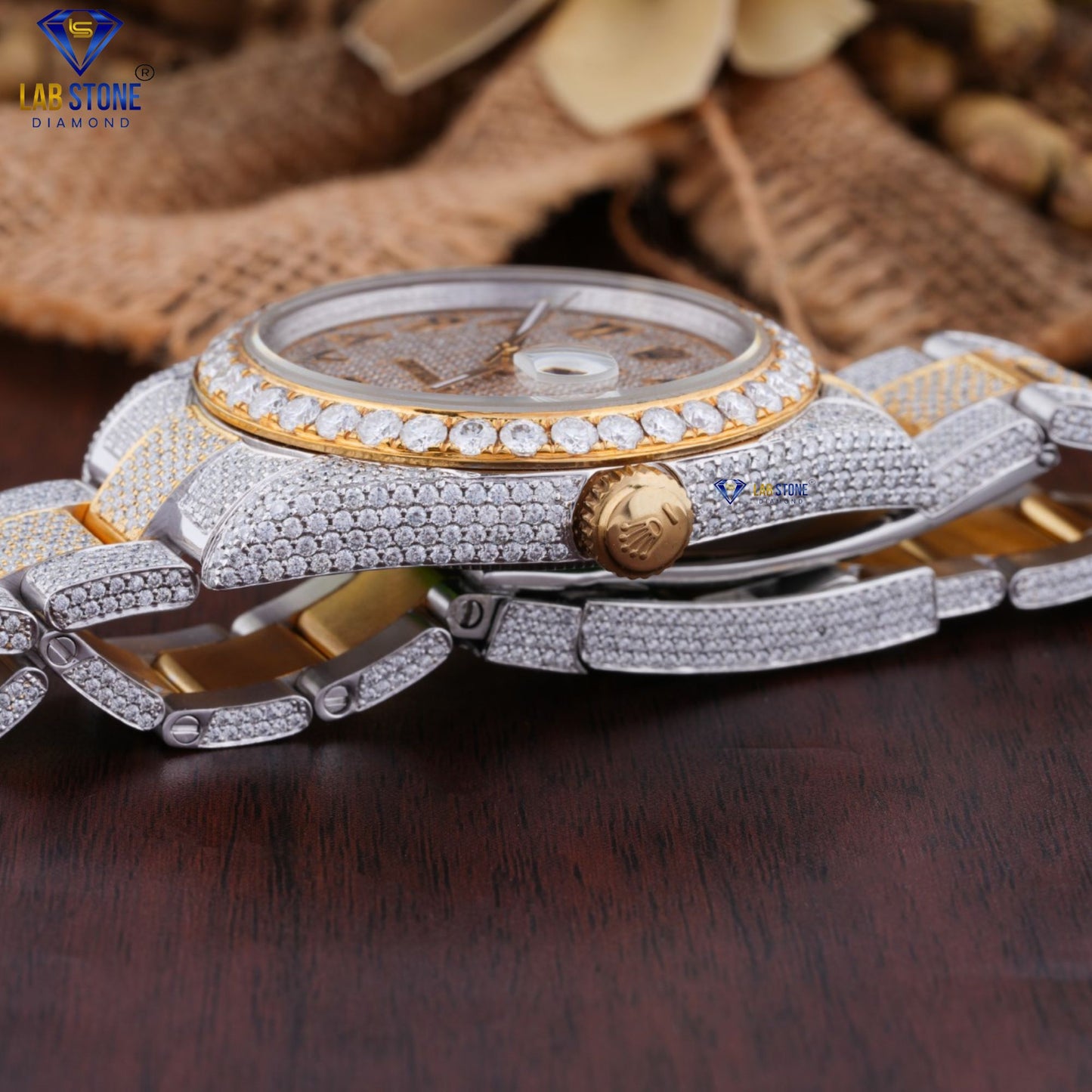 21.51 CT TDW Round Cut Moissanite Diamond men Watch