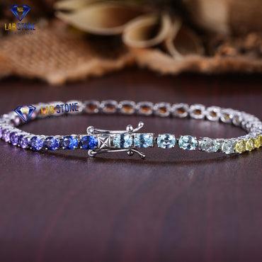 3.33 TDW Sapphire Oval Cut Diamond Women’s Tennis Bracelet