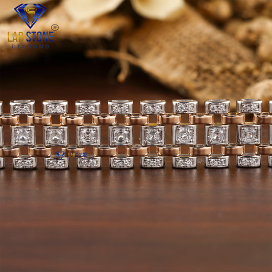 4.43 TDW Asscher & Round Cut Diamond Slider Bracelet