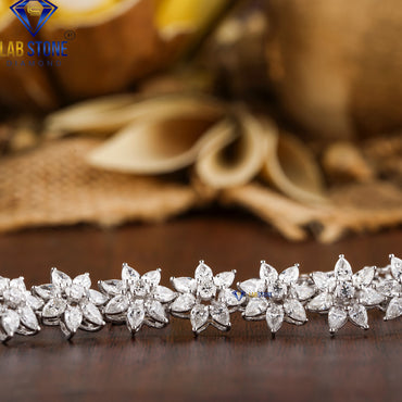 9.912 TDW Pear & Round Cut Diamond Slider Bracelet