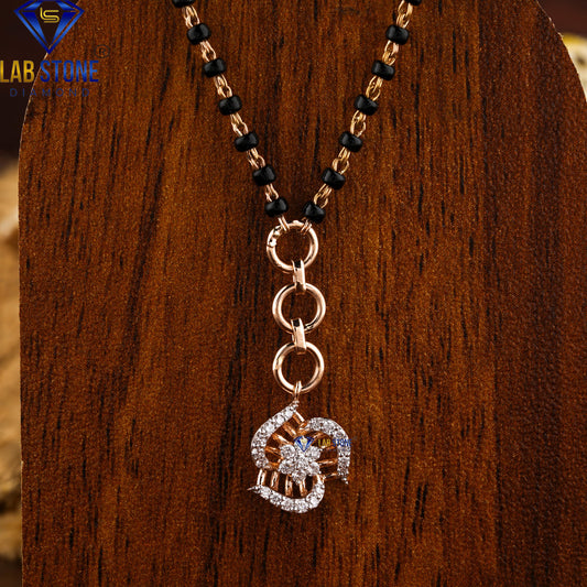 0.166 TDW Round Cut Diamond Charm Mangalsutra Bracelet