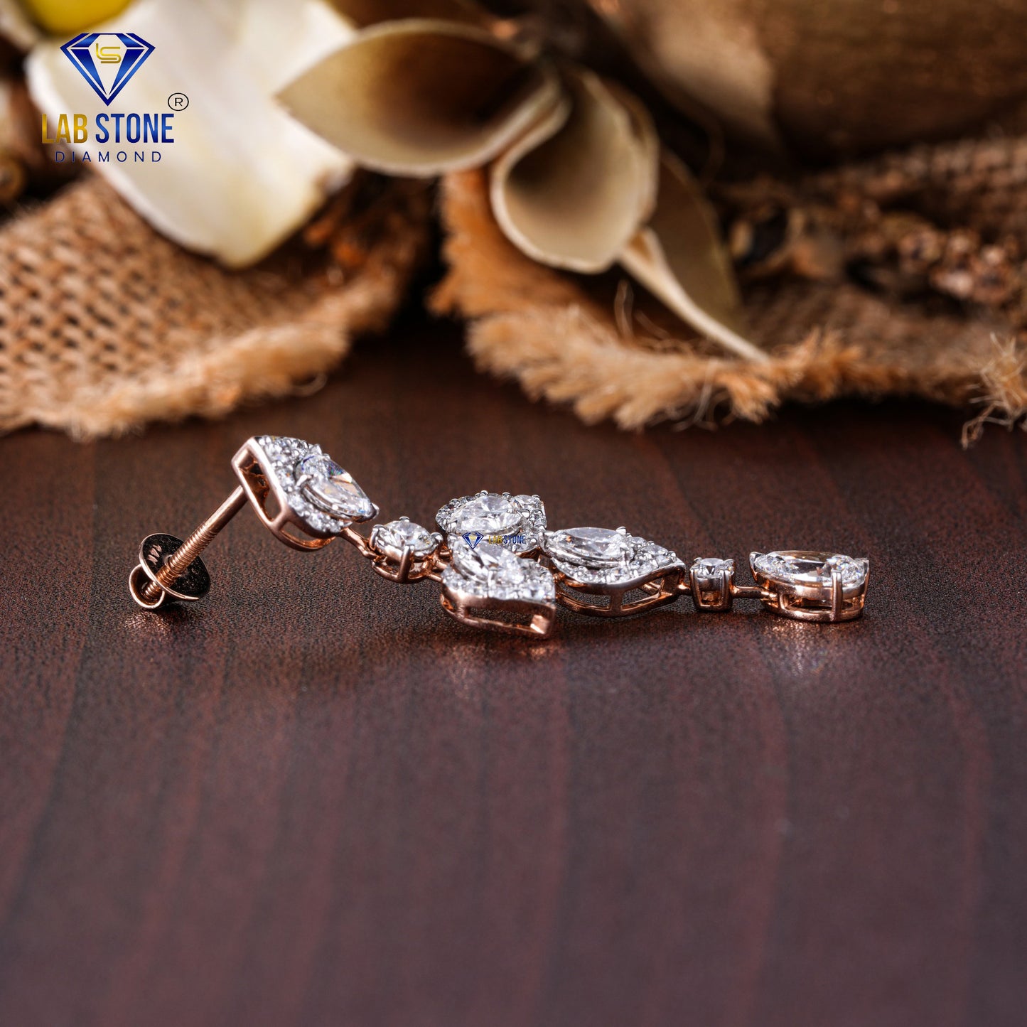 14.03 TDW Round & Pear Cut Diamond Charm Necklace