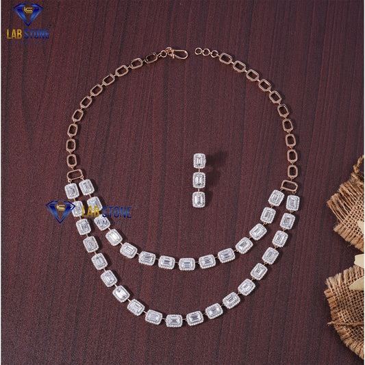 41.49 TDW Emerald & Round Diamond Women’s Charm Necklace