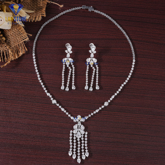 16.63 TDW Pear & Round Diamond Charm Necklace