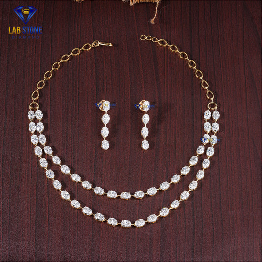 62.10 TDW Oval Cut Diamond Charm Necklace