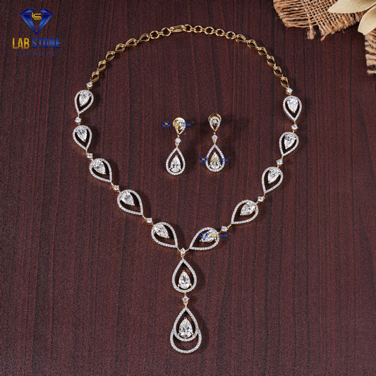 21.22 TDW Pear & Round Cut Women’s Diamond Charm Necklace