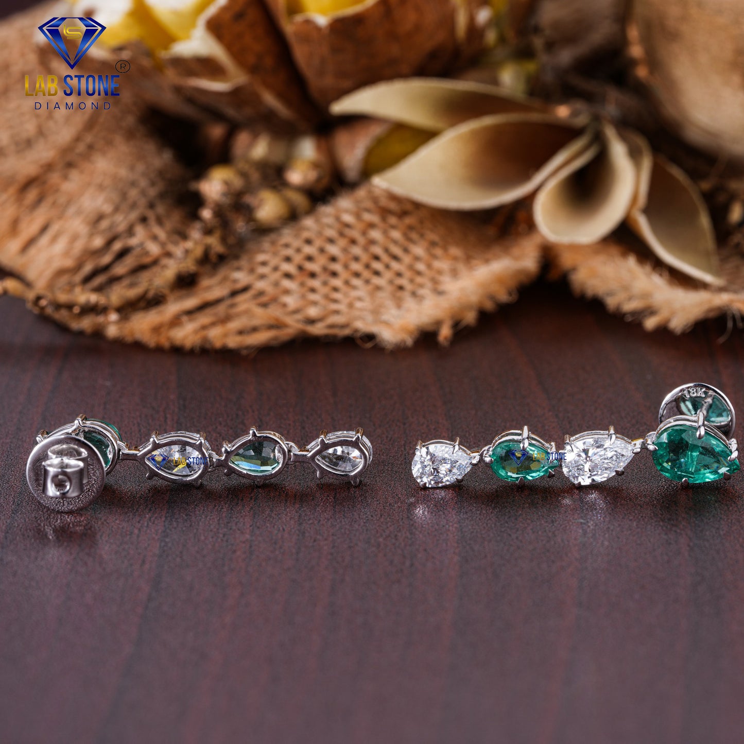 43.00 TDW Pear & Emerald Gemstone Cut Diamond Women’s Charm Necklace