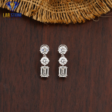 20.23 TDW Emerald & Fancy Blue Round And Pink Round Cut Diamond Charm Necklace