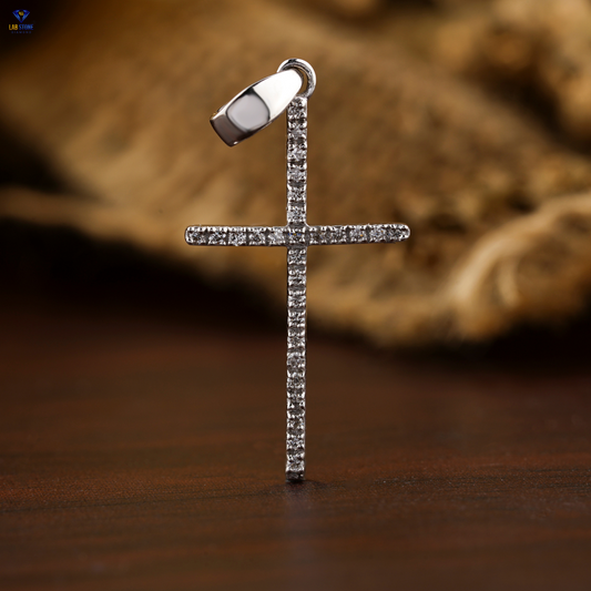 0.07 TDW Round Cut Diamond Cross Pendant