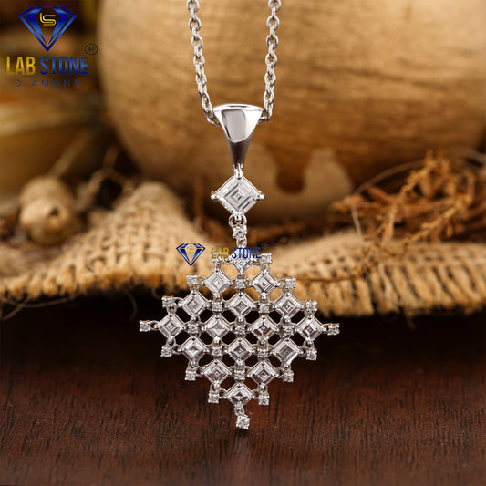 1.08 TDW Carré & Round Cut Diamond Custom Pendant with Chain