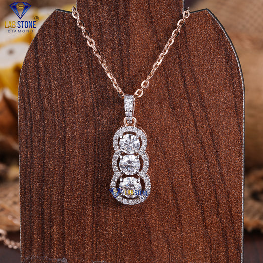 1.366 TDW Round Cut Diamond Custom Pendant with Chain