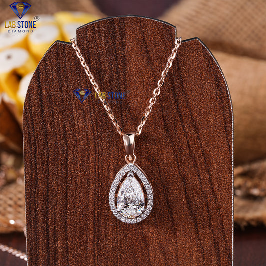 1.962 TDW Round & Pear Cut Diamond Custom Pendant with Chain