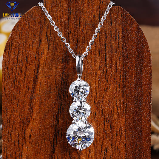 5.60 TDW Round Cut Diamond Custom Pendant with Chain