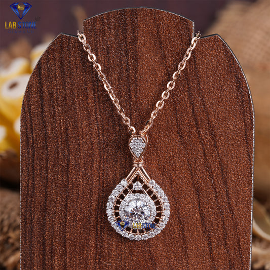 2.227 TDW Round Cut Diamond Custom Pendant with Chain