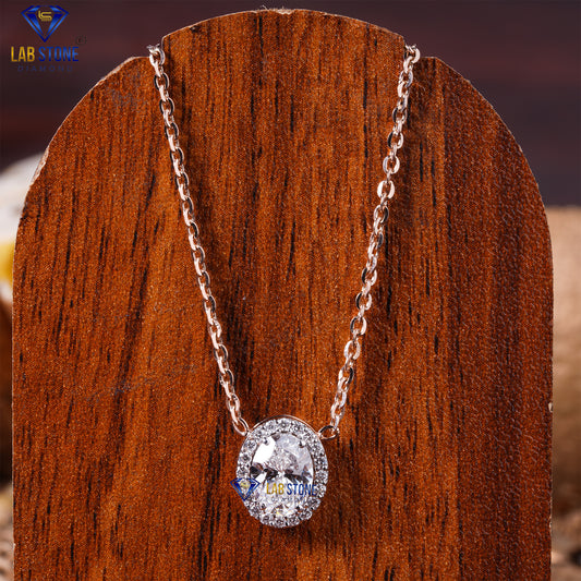 1.10 TDW Round & Oval Cut Diamond Custom Pendant with Chain