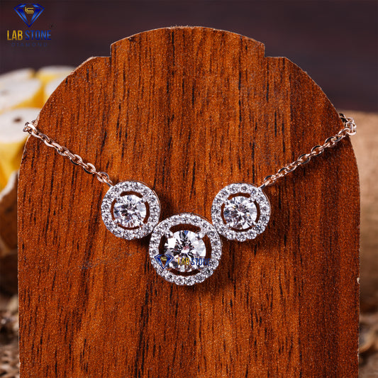 1.72 TDW Round Cut Diamond Custom Pendant with Chain