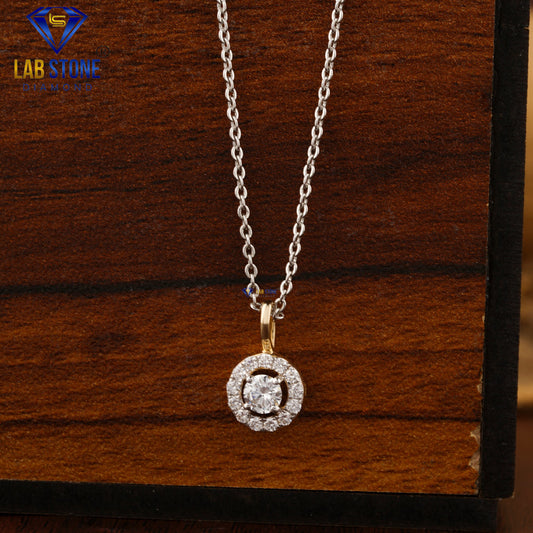 0.31 TDW Round Cut Diamond Custom Pendant With Chain