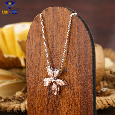 1.36 TDW Round Cut & Fancy Pink Pear & Marquise Diamond Custom Pendant with Chain