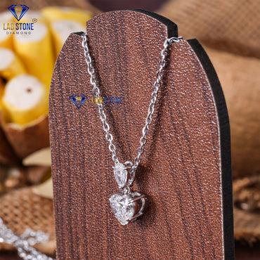 1.41 TDW Heart & Pear Cut Diamond Heart Pendant with Chain