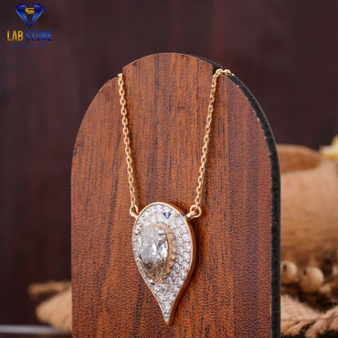 3.384 TDW Round & Pear Cut Diamond Custom Pendant