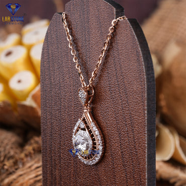 2.227 TDW Round Cut Diamond Custom Pendant with Chain
